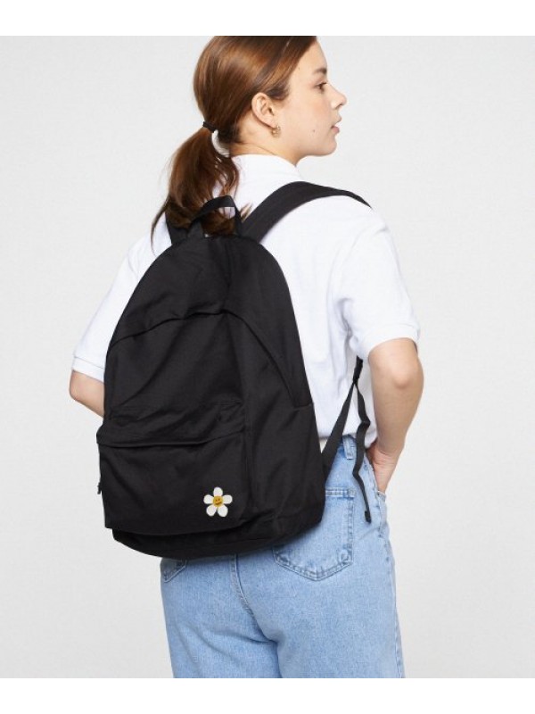 [BAG&ACC] Flower Smile Embroidery One Pocket Backpack_Black