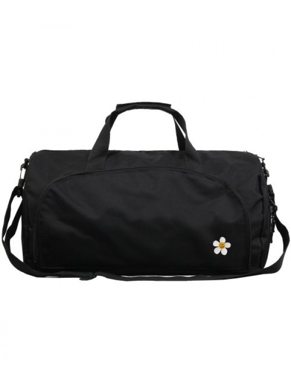 [BAG&ACC] Flower smile embroidery duffel bag_black