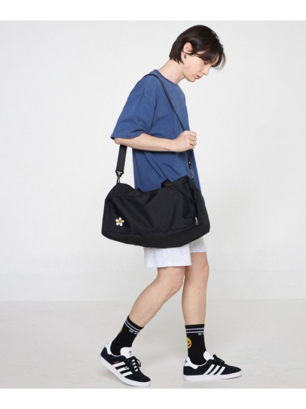 [BAG&ACC] Flower smile embroidery duffel bag_black