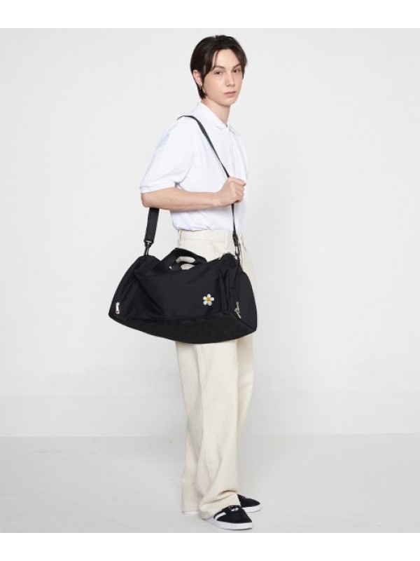 [BAG&ACC] Flower smile embroidery duffel bag_black