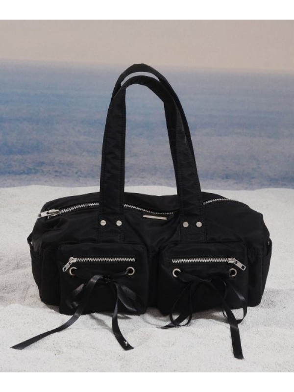 Double Ribbon Cargo Duffle Bag (BLACK)