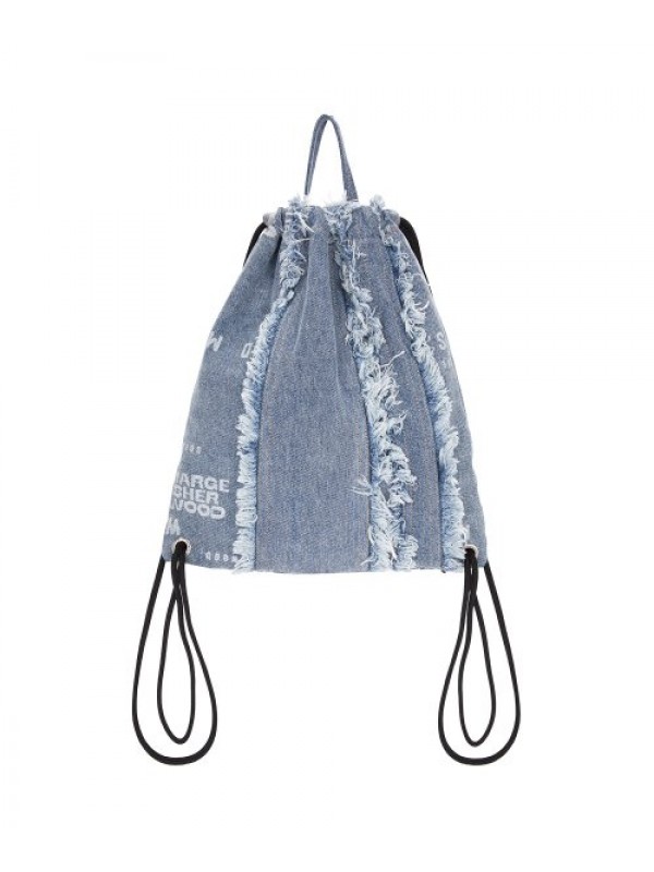 FLAT DRAWSTRING BACKPACK_denim