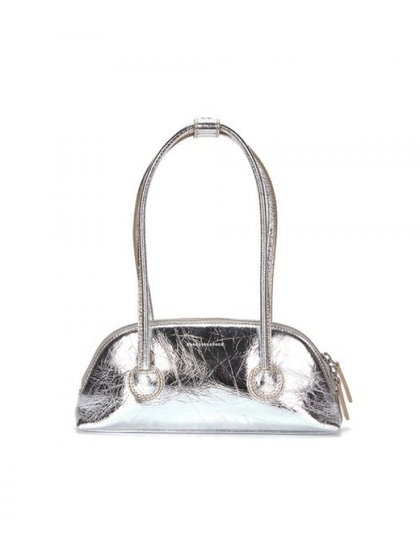 BESSETTE SHOULDER + STRAP - silver crinkle