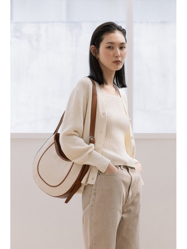 D Moon Canvas Hobo -Tan