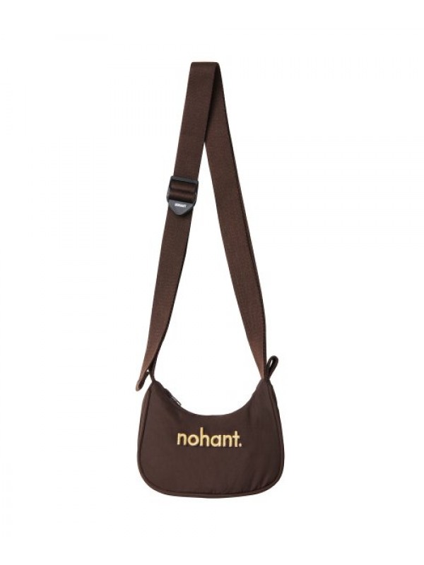 LOGO EMBROIDERY HOBO BAG BROWN