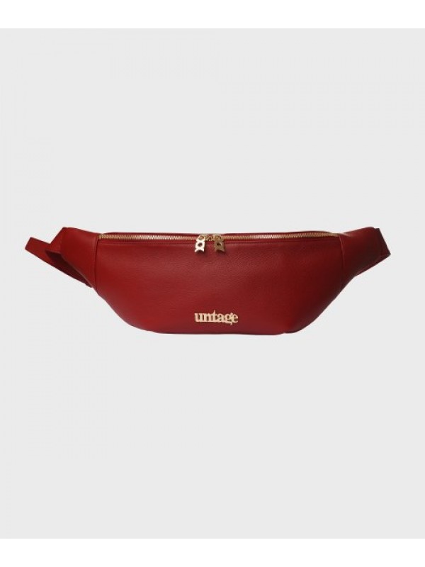 Logo plaque leather belt bag [Red(UNISEX)]_UTA-HC03