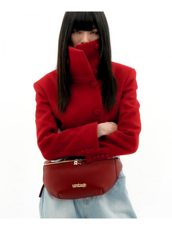 Logo plaque leather belt bag [Red(UNISEX)]_UTA-HC03