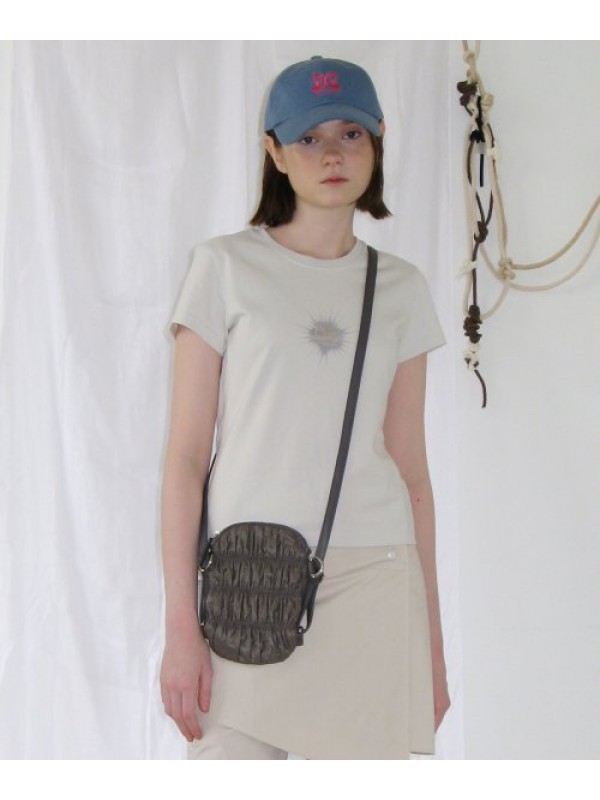 Shirring Crossbody Bag [Gray]