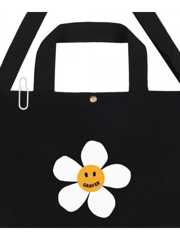 [UNISEX] BIG FLOWER DOT TWO-WAY CANVAS BAG_BLACK