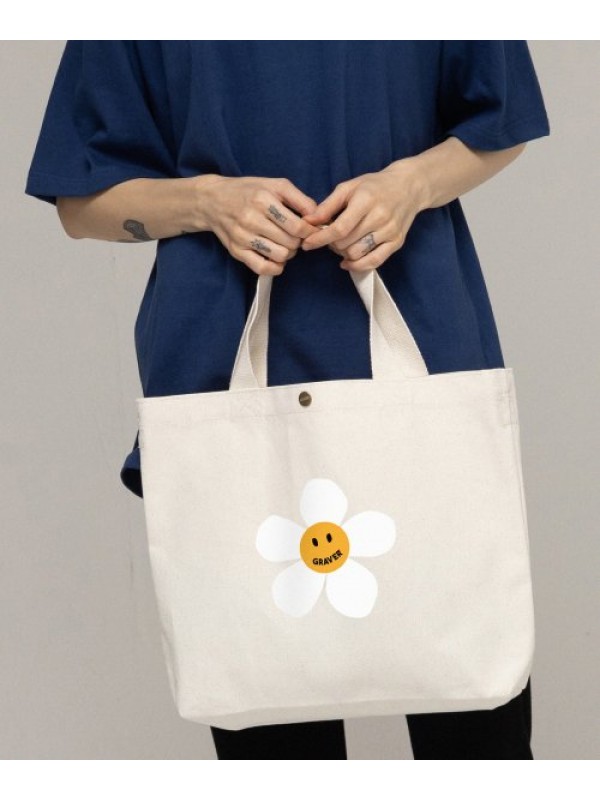 [UNISEX] BIG FLOWER DOT TWO-WAY CANVAS BAG_IVORY