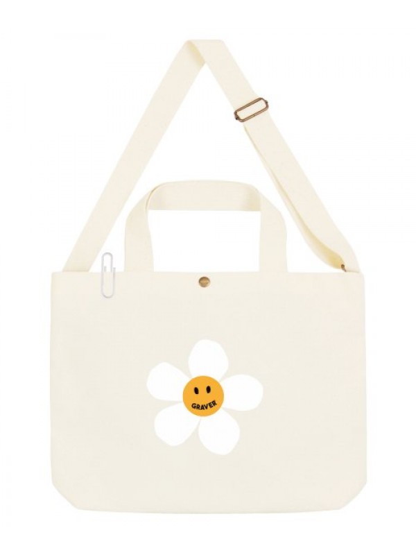 [UNISEX] BIG FLOWER DOT TWO-WAY CANVAS BAG_IVORY