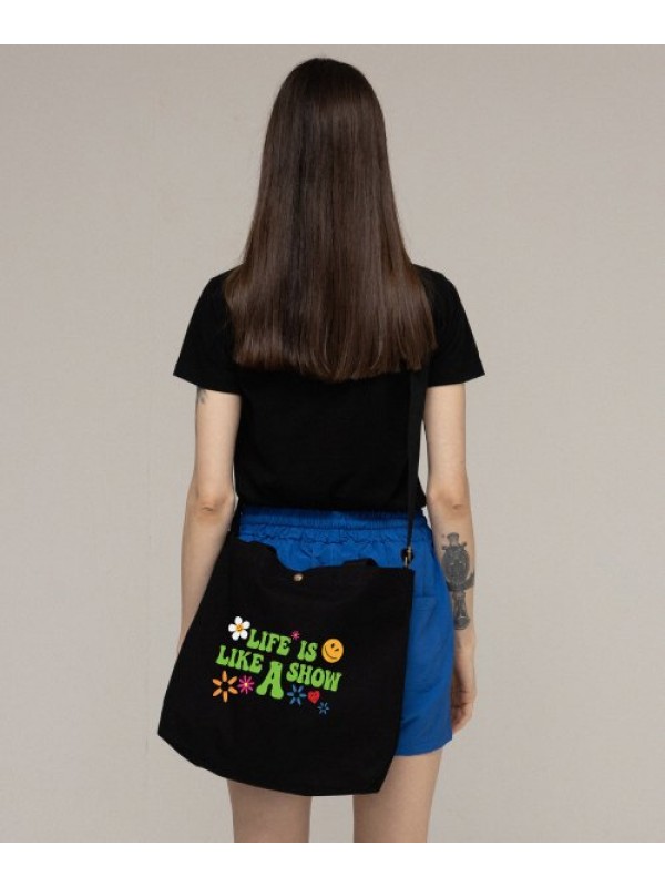 [UNISEX] LIFE LOGO MULTI SMILE TWO-WAY CANVAS BAG_BLACK