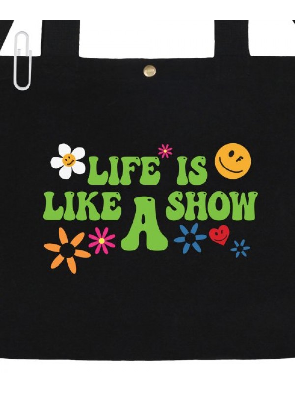 [UNISEX] LIFE LOGO MULTI SMILE TWO-WAY CANVAS BAG_BLACK