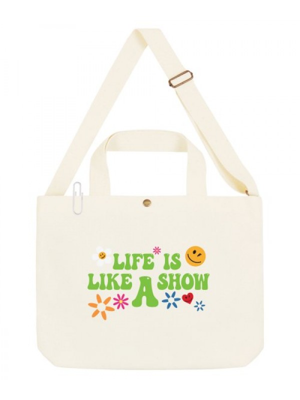 [UNISEX] LIFE LOGO MULTI SMILE TWO-WAY CANVAS BAG_IVORY