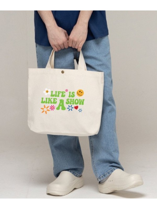 [UNISEX] LIFE LOGO MULTI SMILE TWO-WAY CANVAS BAG_IVORY