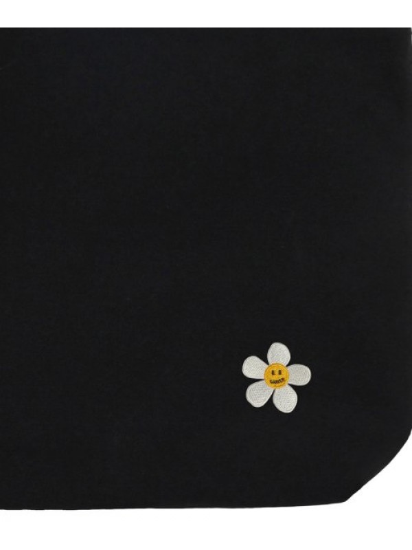 [UNISEX] FLOWER DOT EMBROIDERED TWO-WAY CANVAS BAG_BLACK